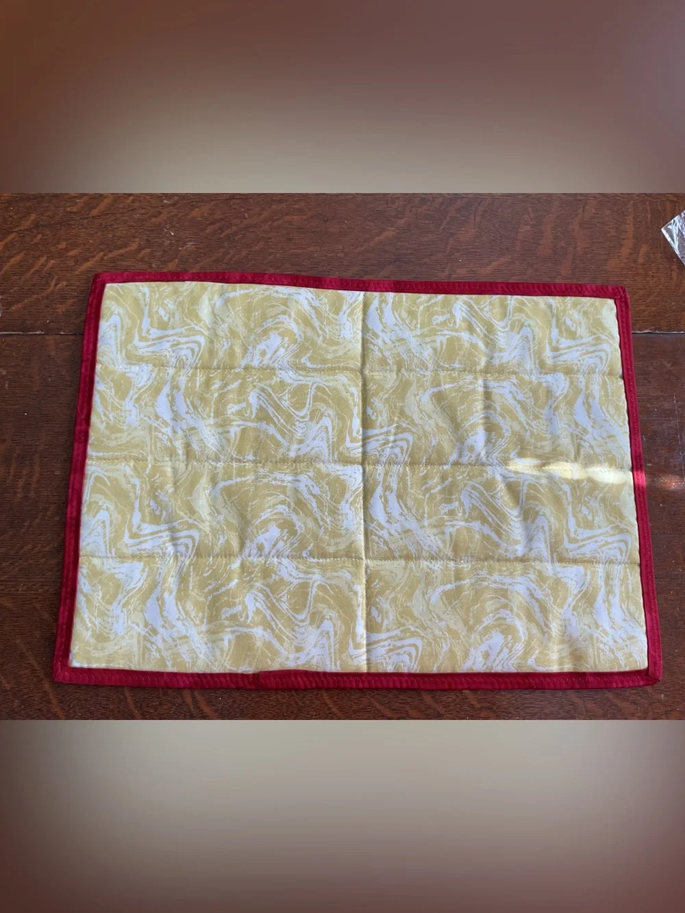 Handmade Quilted Large Hot Pad - Farmhouse Chicken Print with Red Trim